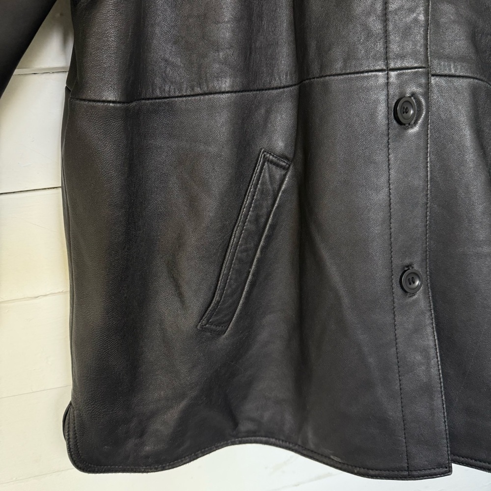 Vintage Black Leather Elements Button Front Jacket - image 3